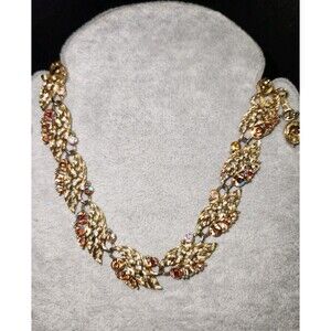 Vintage Lisner Choker Necklace With Aurora Borealis Snd Amber Colored...